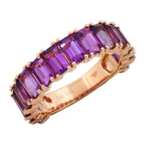 Size 7 purple amethyst emerald cut ring